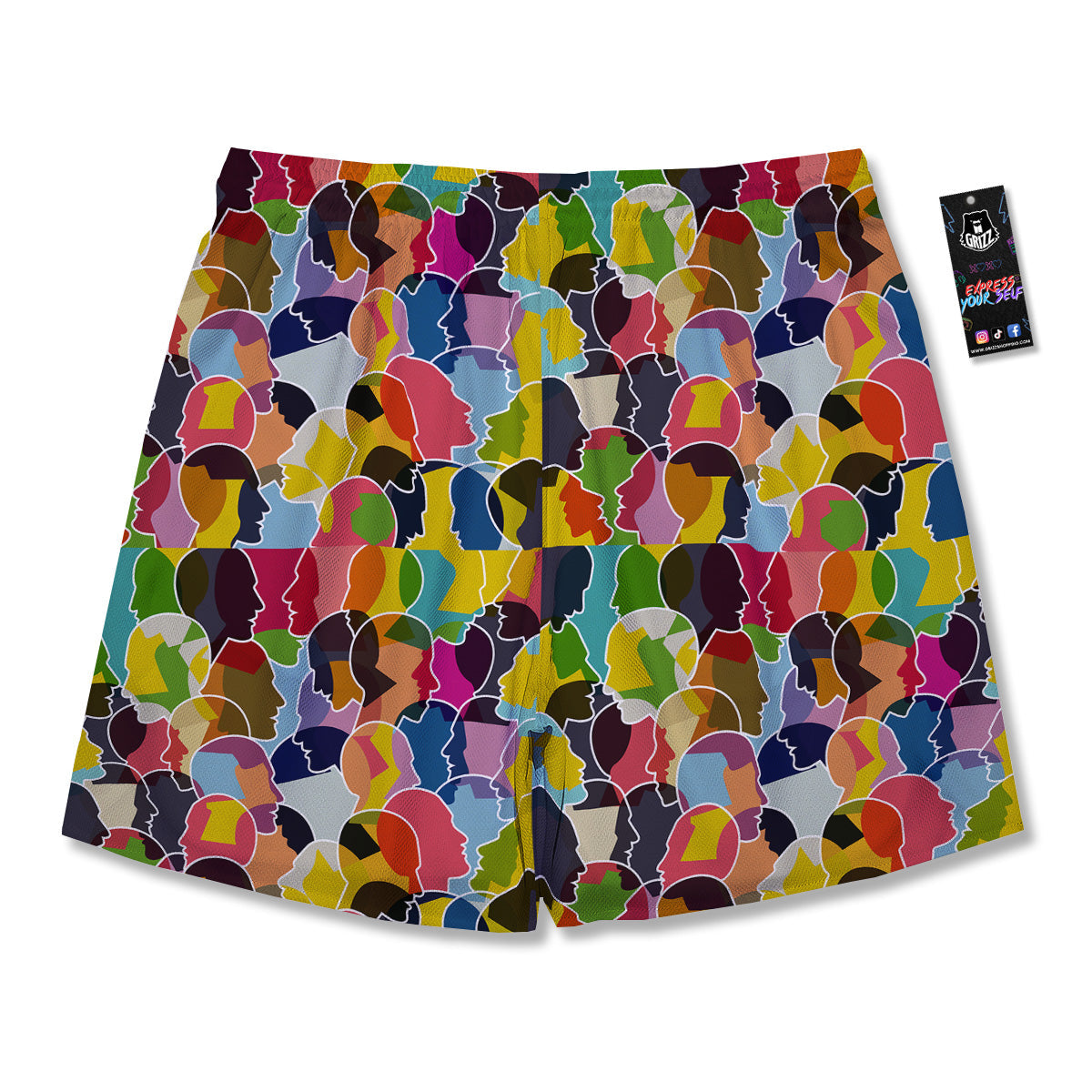 People Talking Colorful Print Pattern Men's Running Shorts-grizzshop