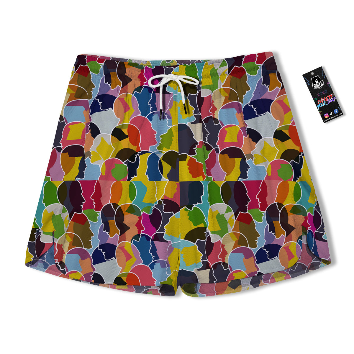 People Talking Colorful Print Pattern Men's Running Shorts-grizzshop