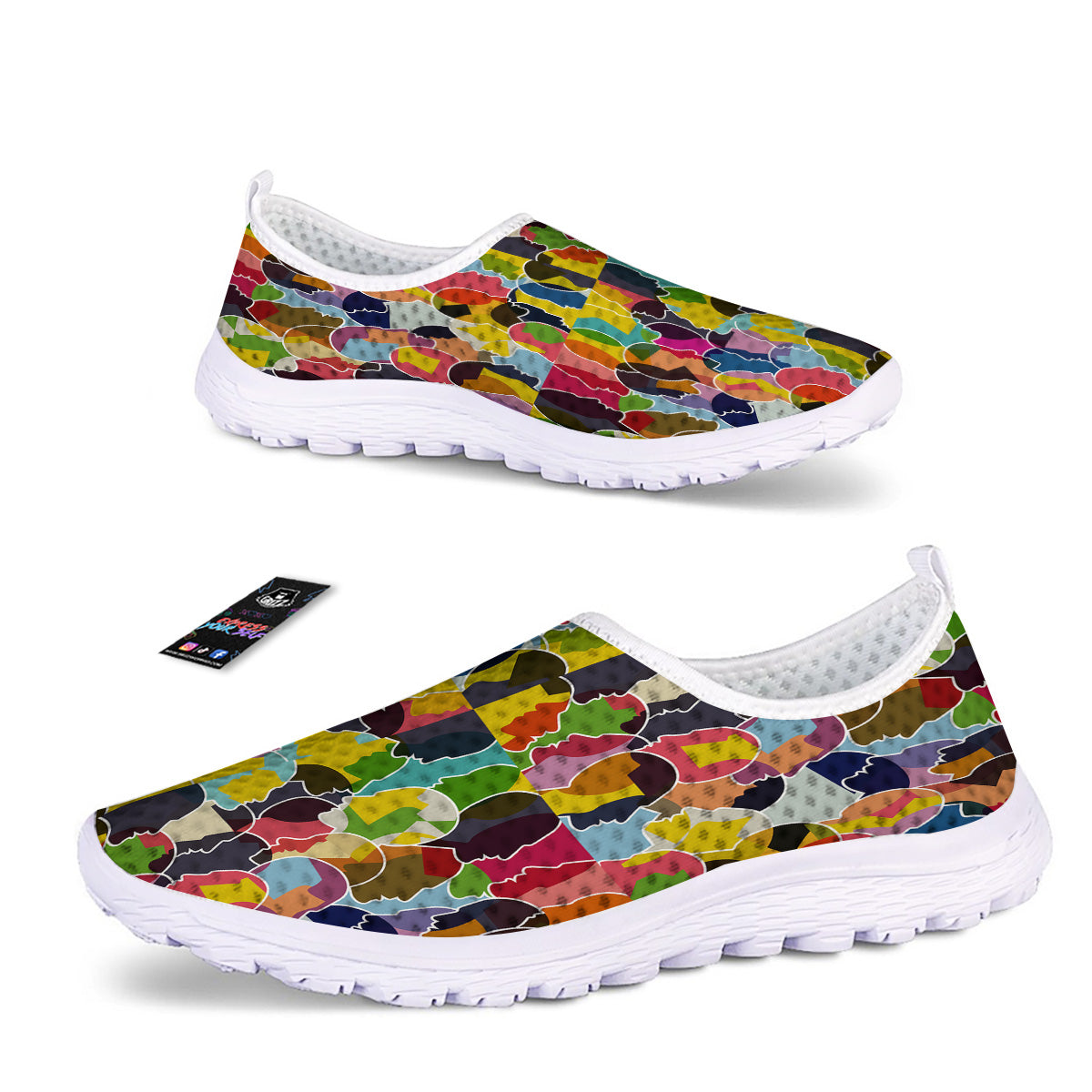 People Talking Colorful Print Pattern Nurse Shoes-grizzshop