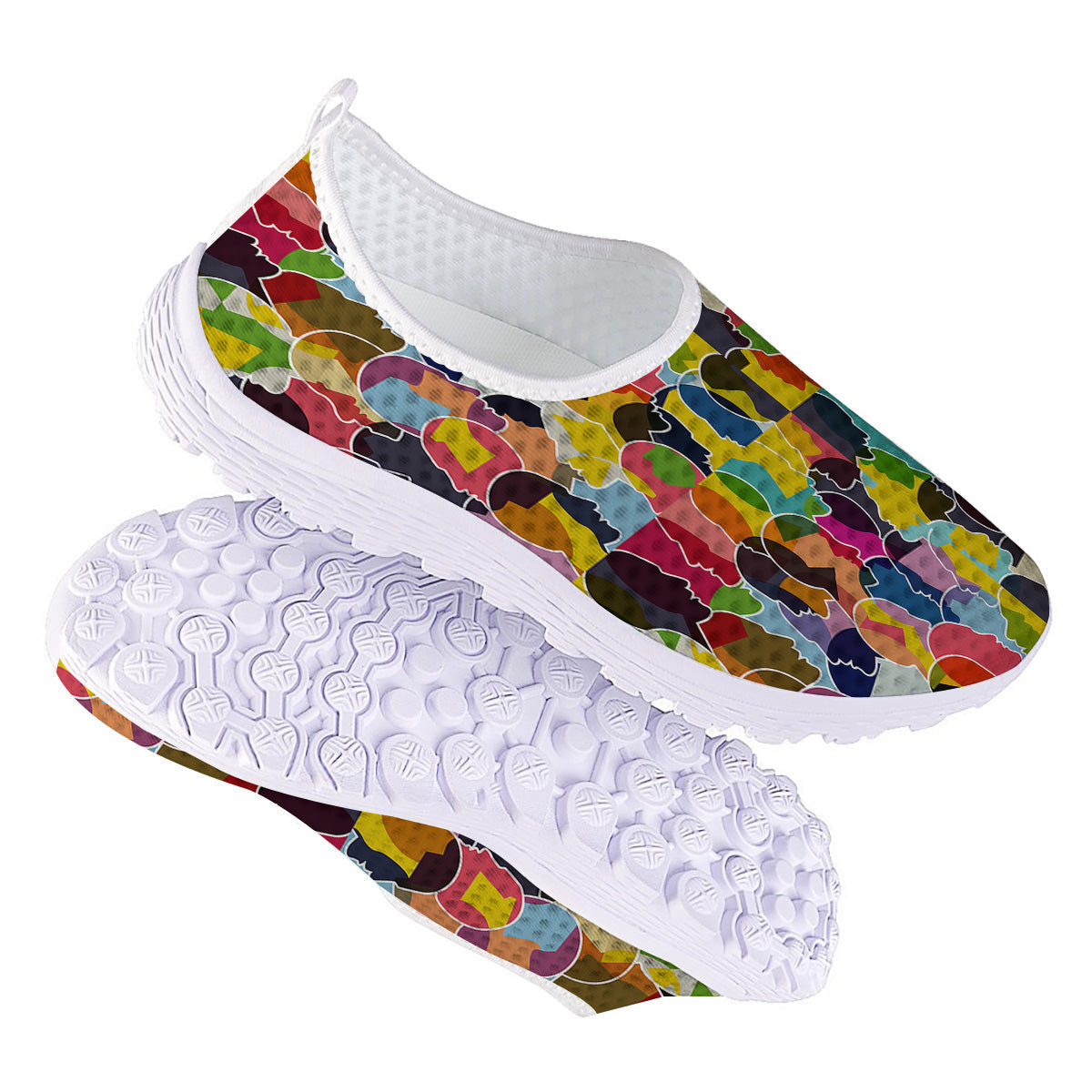 People Talking Colorful Print Pattern Nurse Shoes-grizzshop