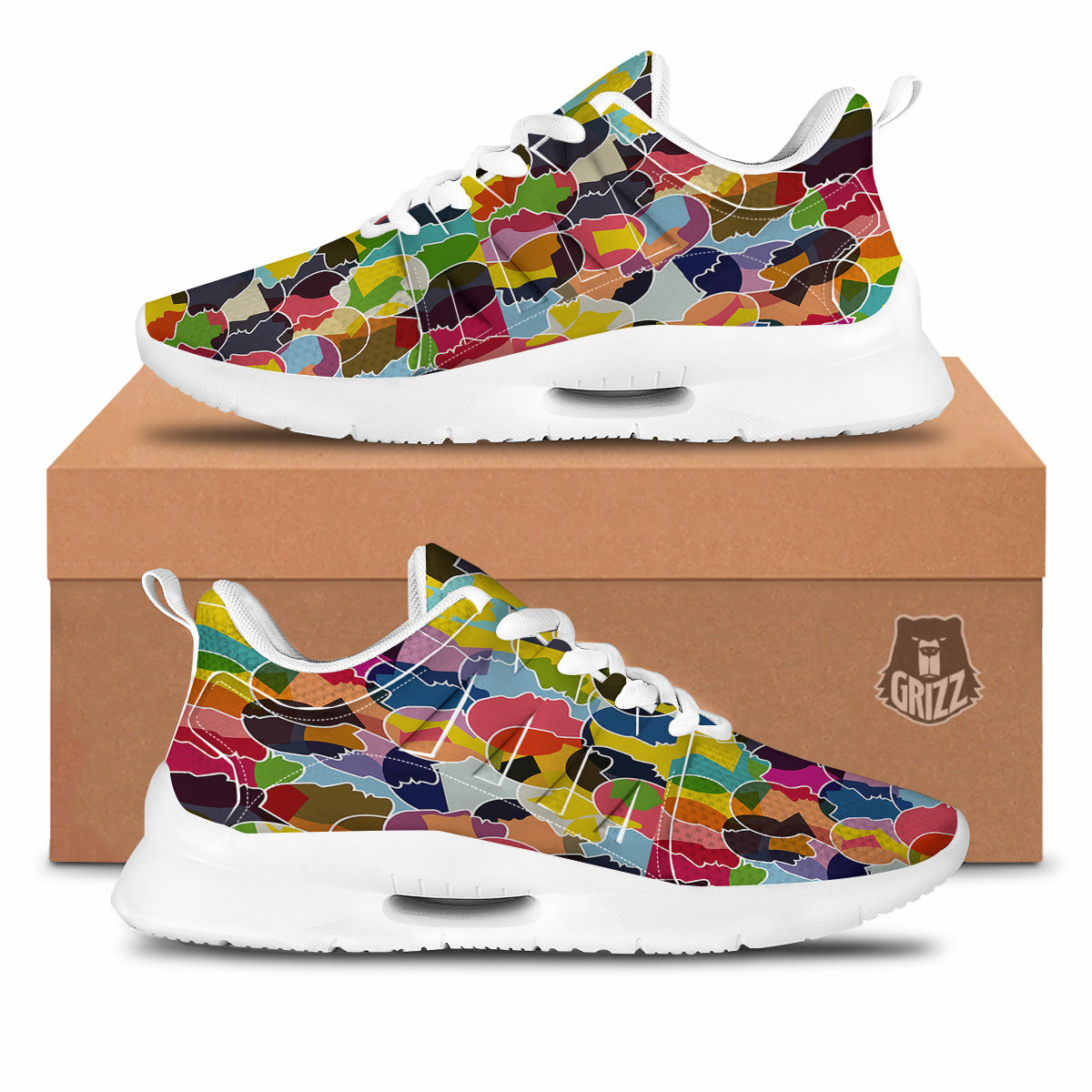 People Talking Colorful Print Pattern Tennis Shoes-grizzshop