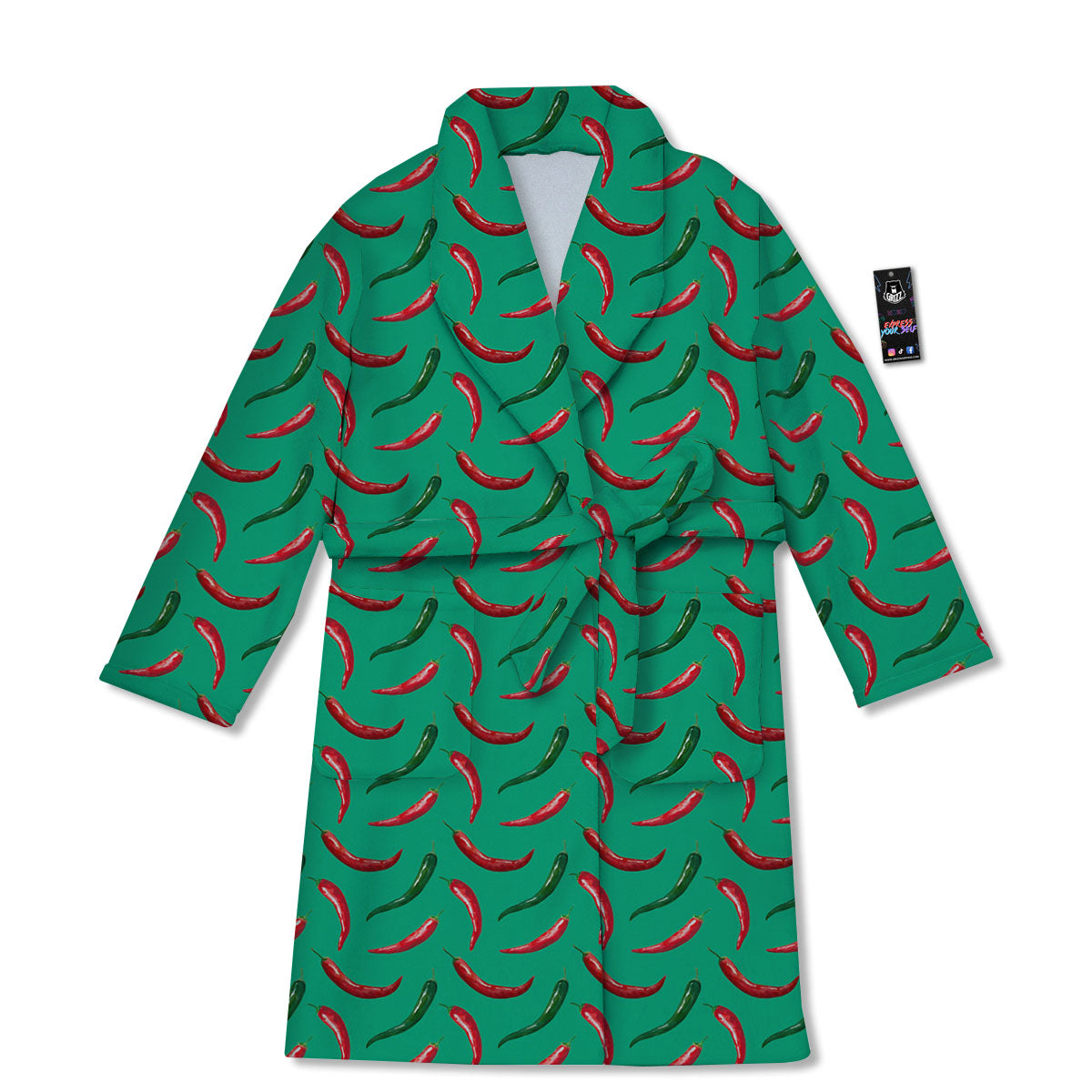 Peppers Chili Green Print Pattern Bathrobe-grizzshop