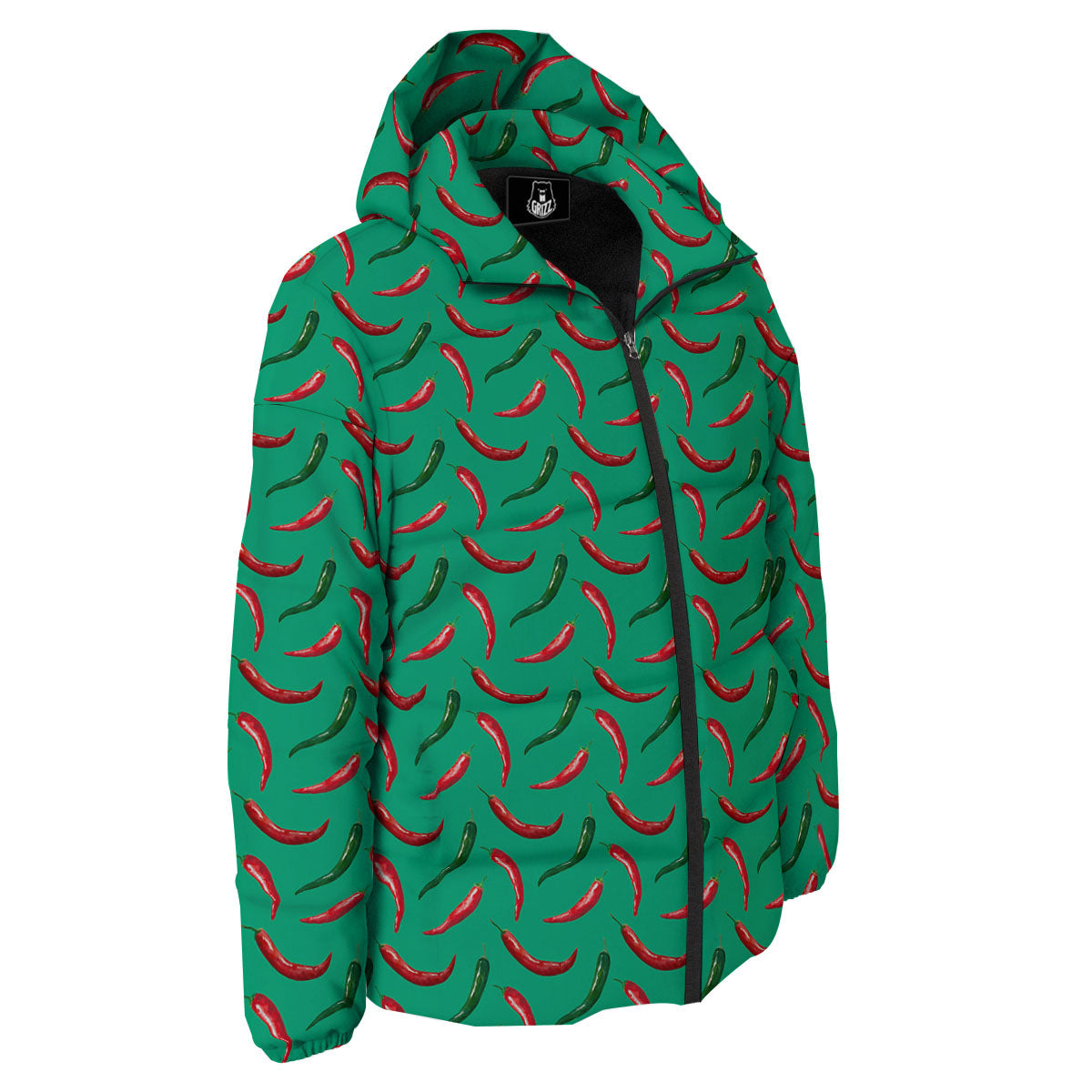 Peppers Chili Green Print Pattern Down Jacket-grizzshop