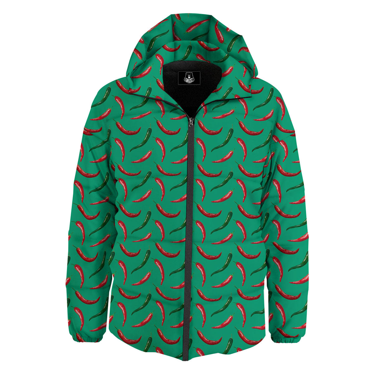 Peppers Chili Green Print Pattern Down Jacket-grizzshop