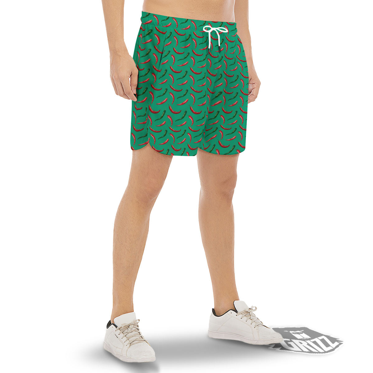 Peppers Chili Green Print Pattern Men's Gym Shorts-grizzshop