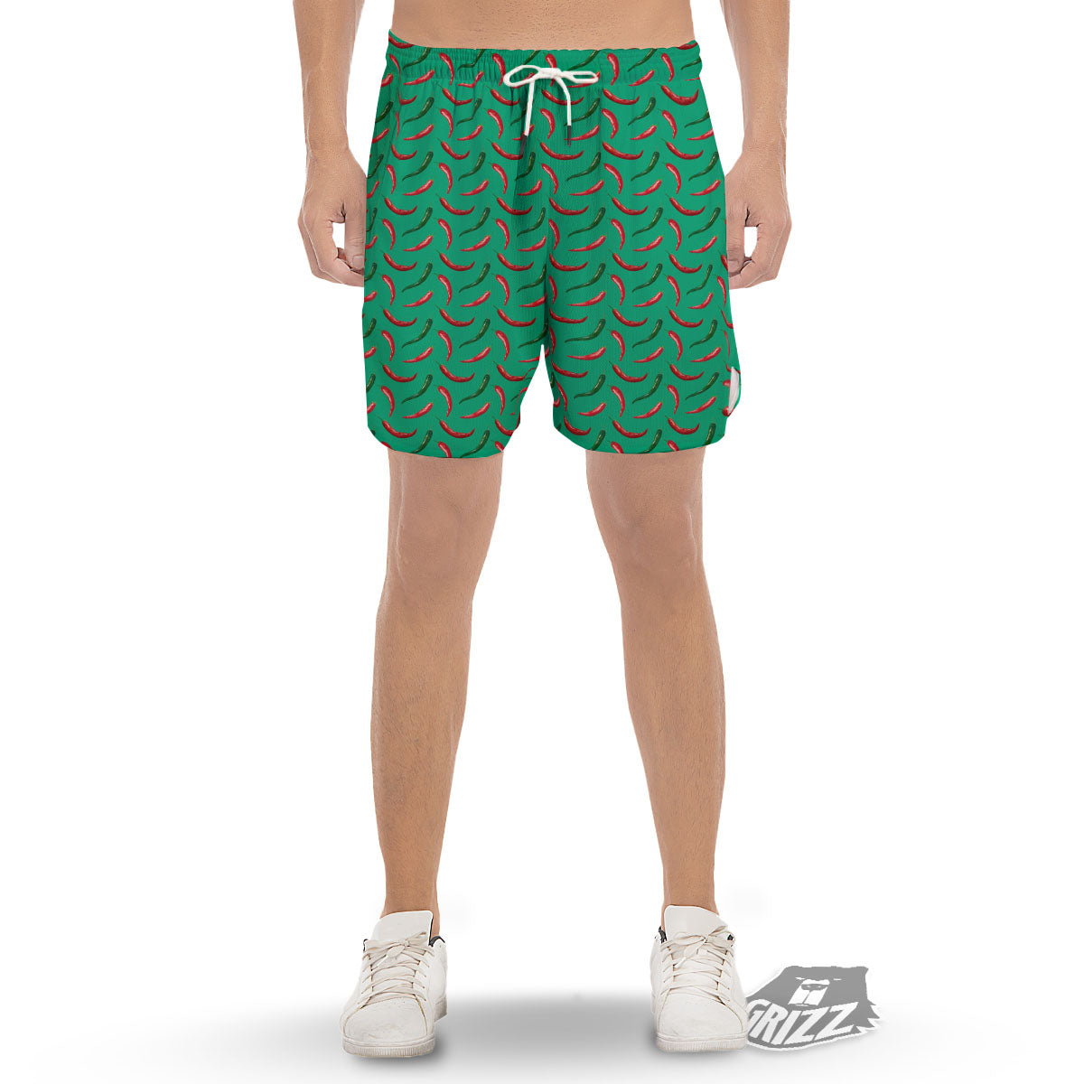 Peppers Chili Green Print Pattern Men's Gym Shorts-grizzshop