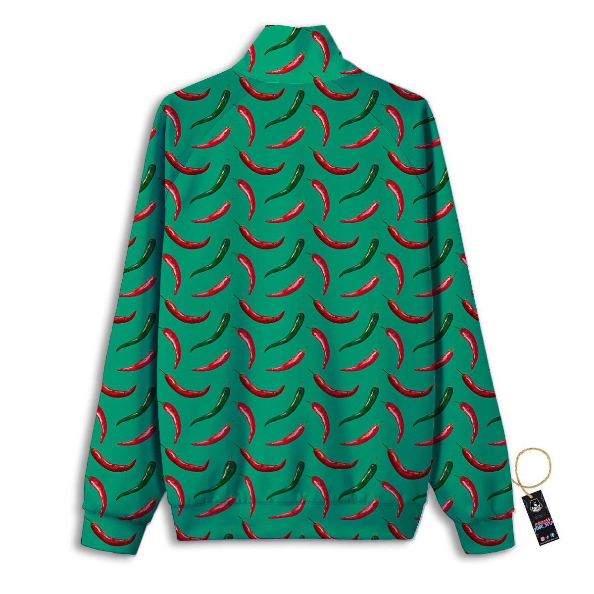 Peppers Chili Green Print Pattern Track Jacket-grizzshop