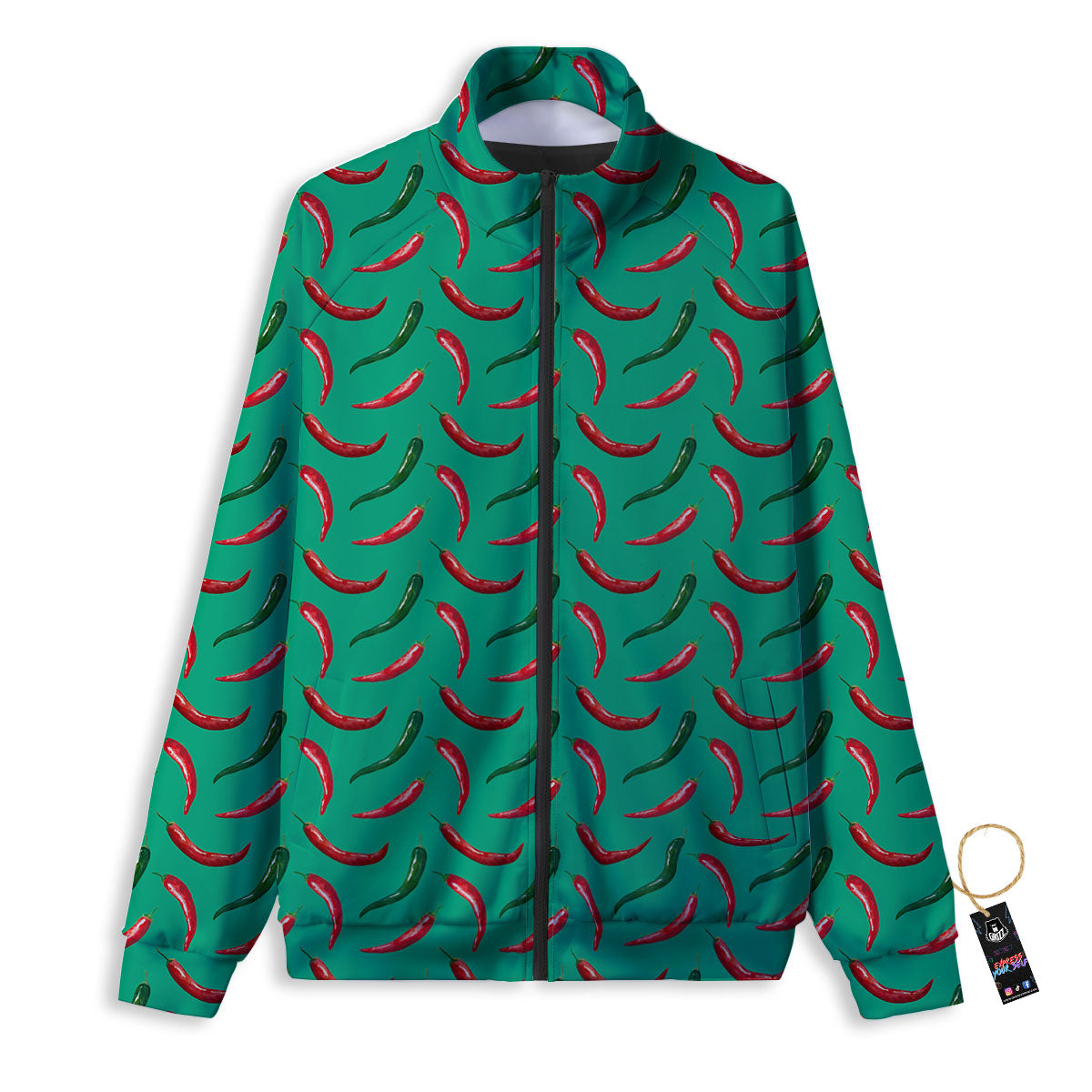 Peppers Chili Green Print Pattern Track Jacket-grizzshop