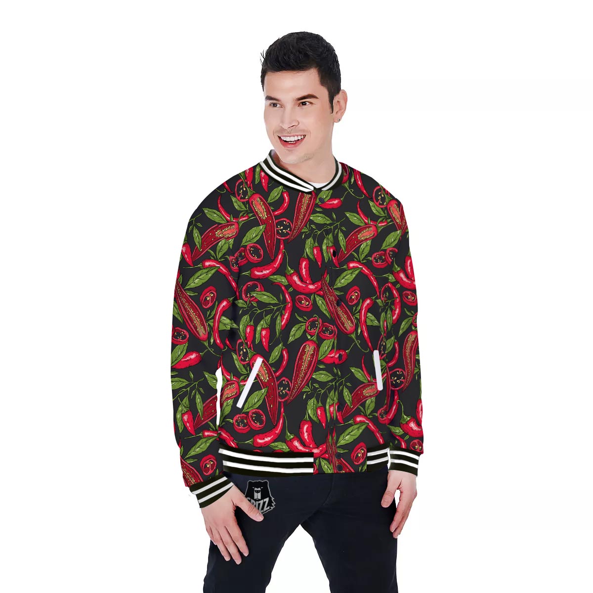 Peppers Red Chili Print Pattern Baseball Jacket-grizzshop