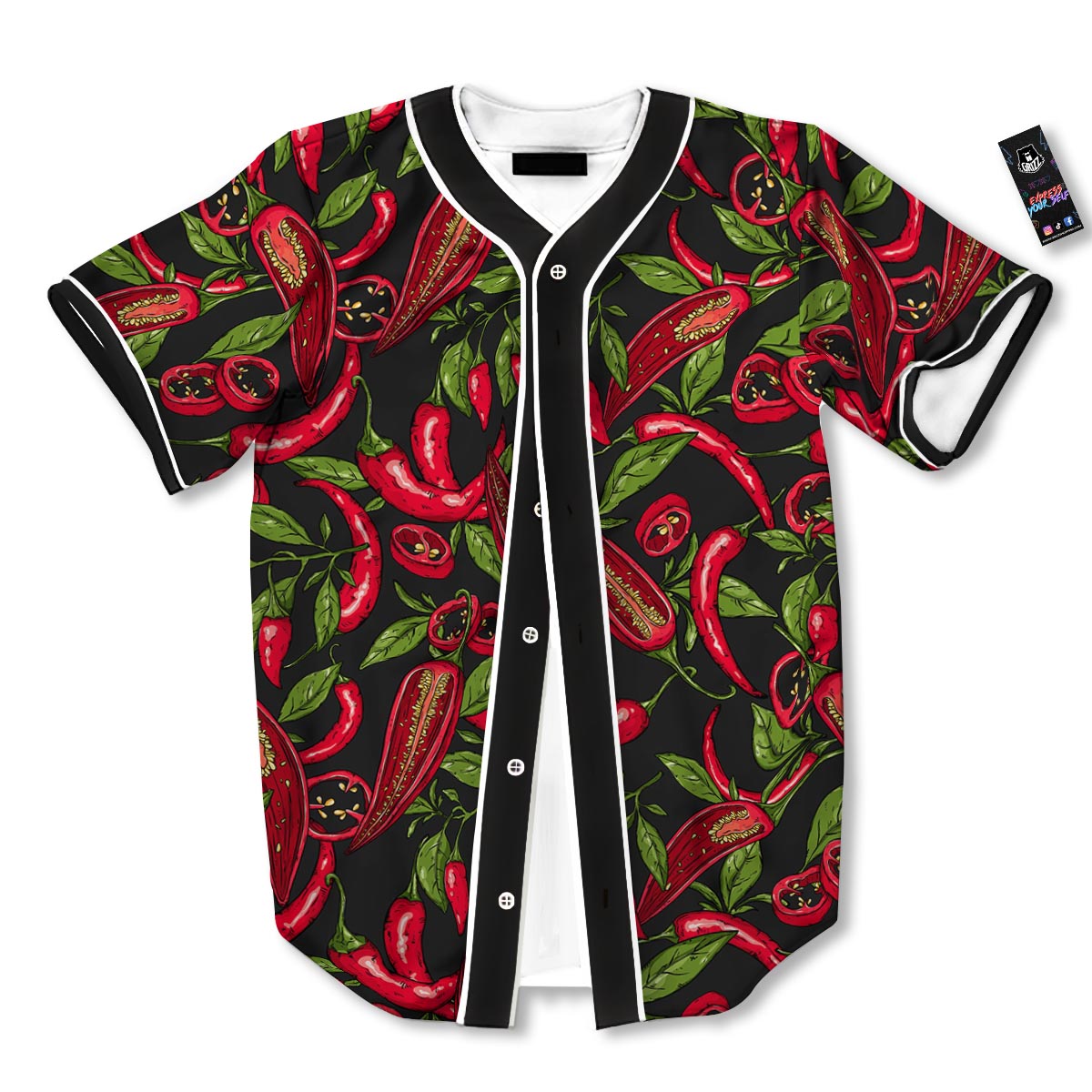 Peppers Red Chili Print Pattern Baseball Jersey-grizzshop