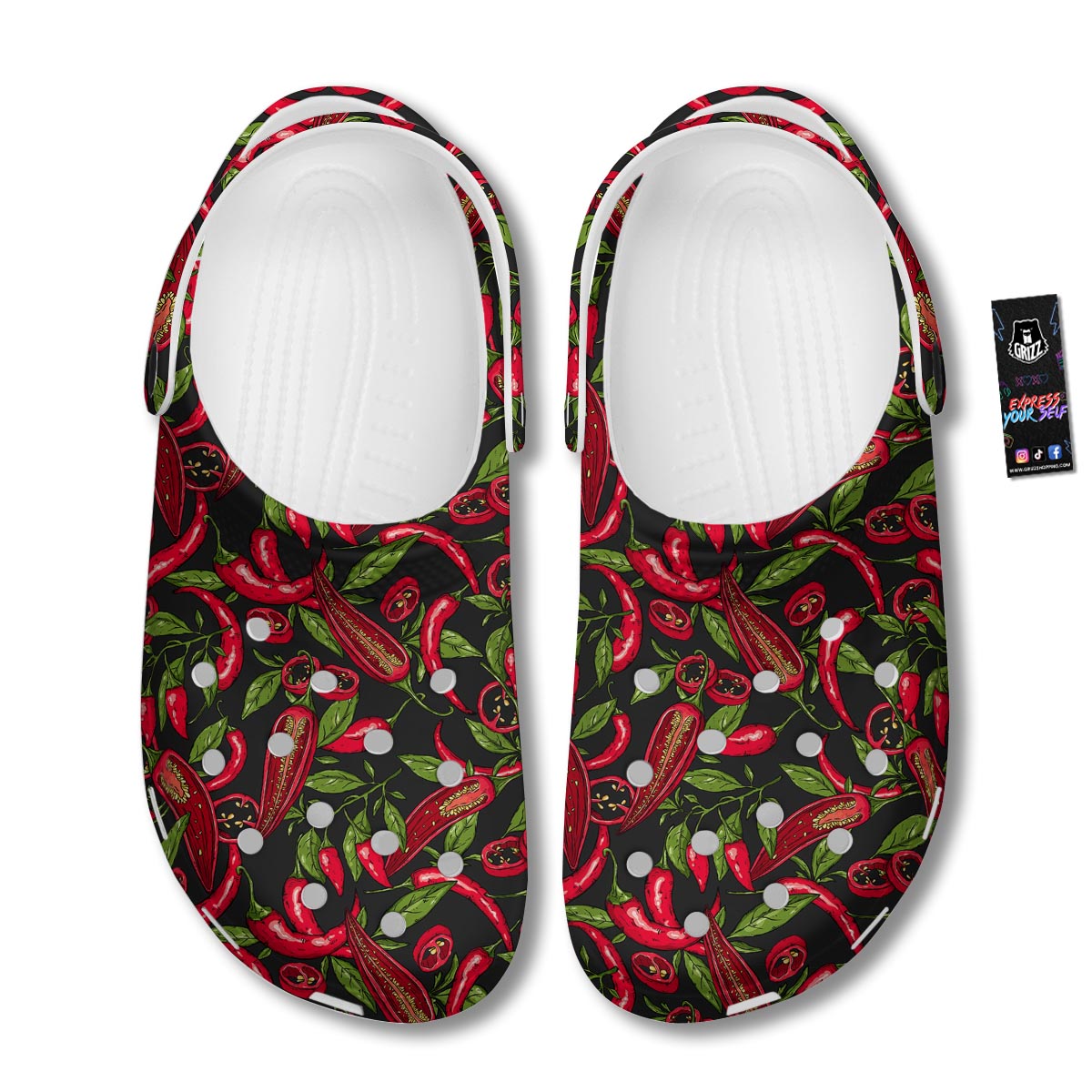 Peppers Red Chili Print Pattern Clog-grizzshop