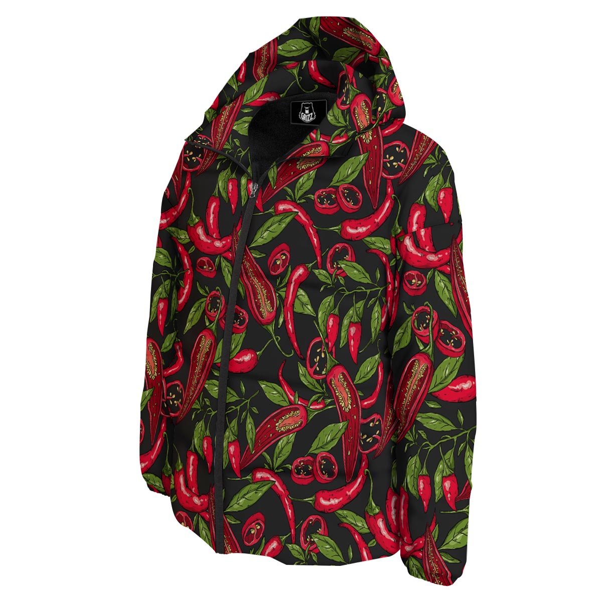 Peppers Red Chili Print Pattern Down Jacket-grizzshop