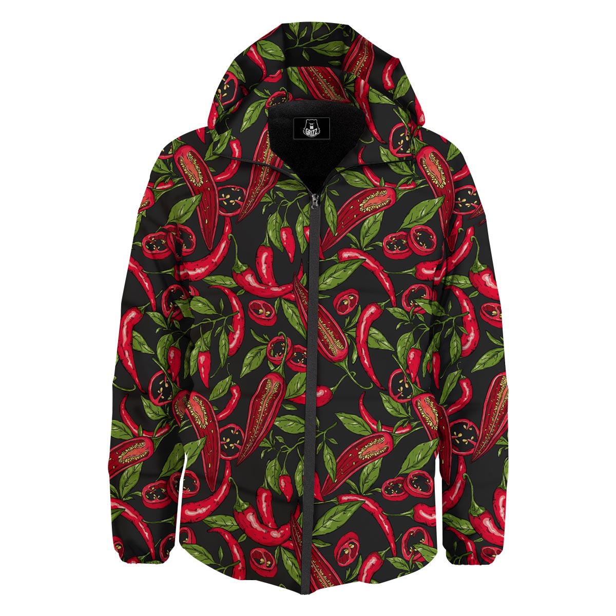 Peppers Red Chili Print Pattern Down Jacket-grizzshop