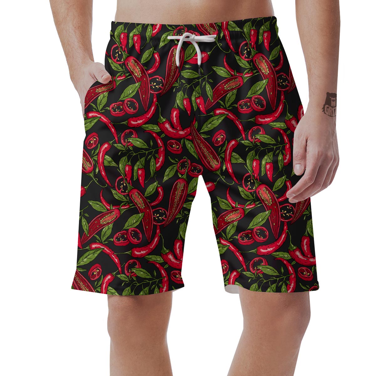 Peppers Red Chili Print Pattern Men's Shorts-grizzshop