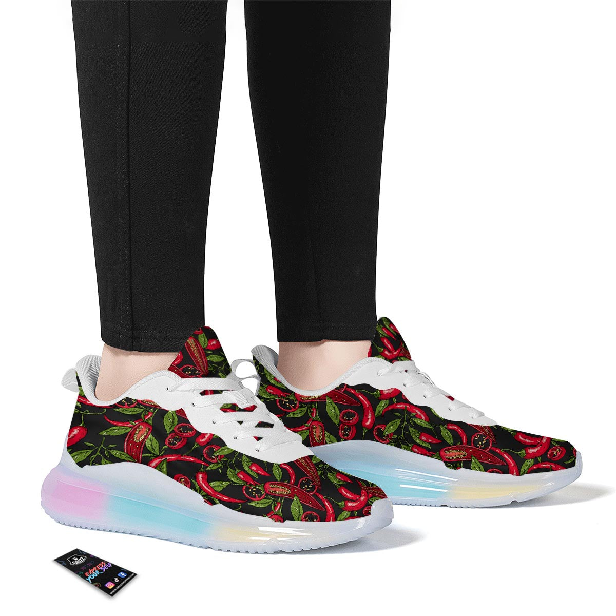 Peppers Red Chili Print Pattern Running Sneakers-grizzshop