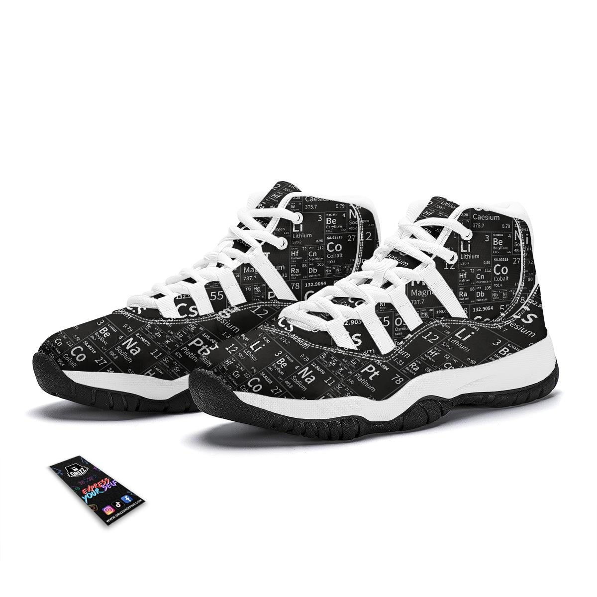 Periodic Table Science Print Pattern White Bball Shoes-grizzshop