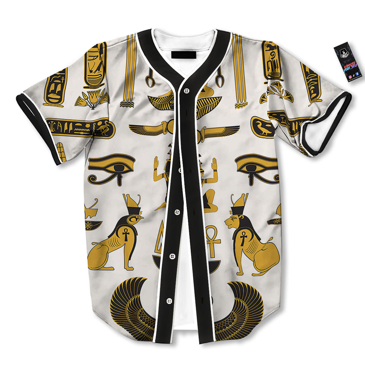 Pharaohs And Gods Egyptian Print Baseball Jersey-grizzshop