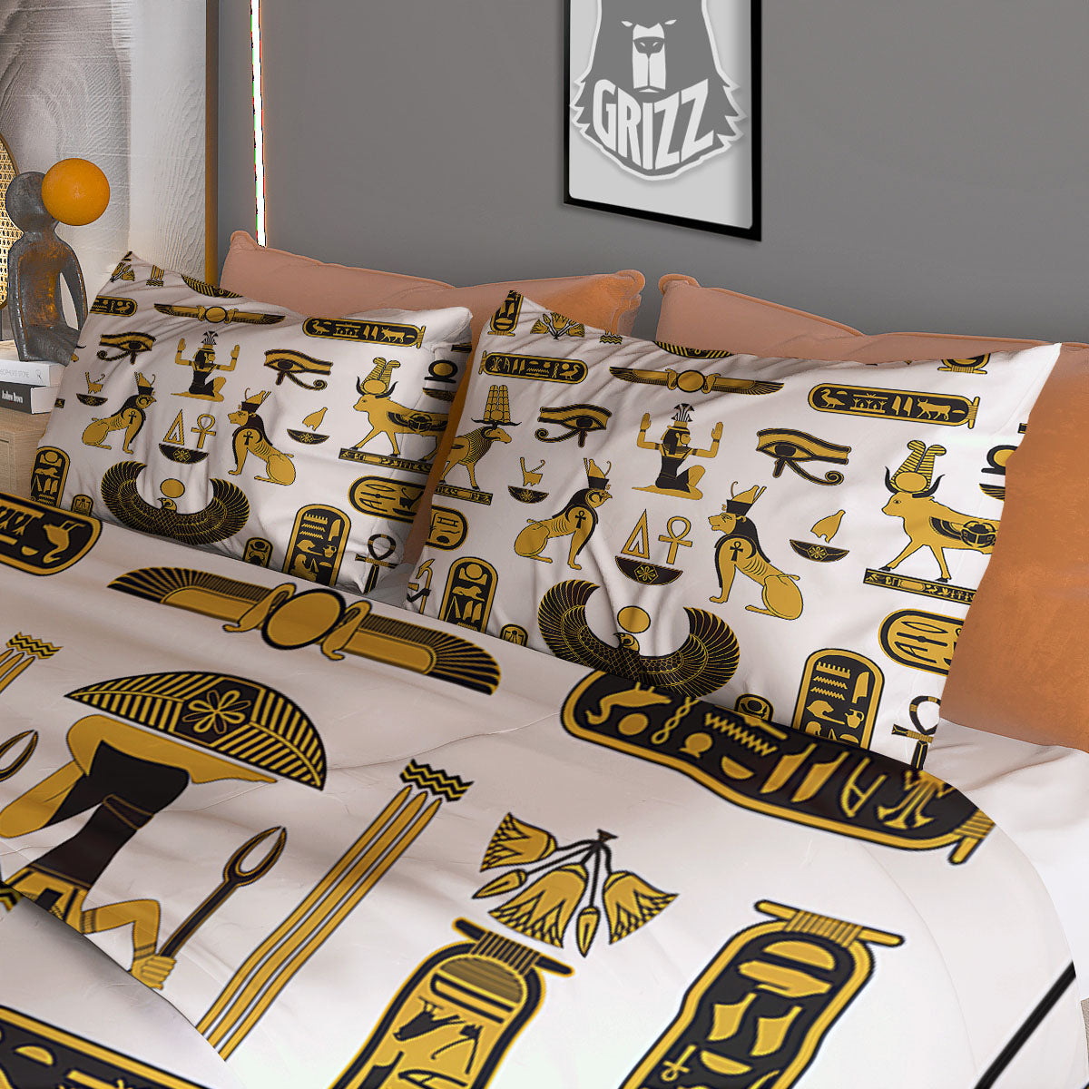 Pharaohs And Gods Egyptian Print Duvet Cover Bedding Set