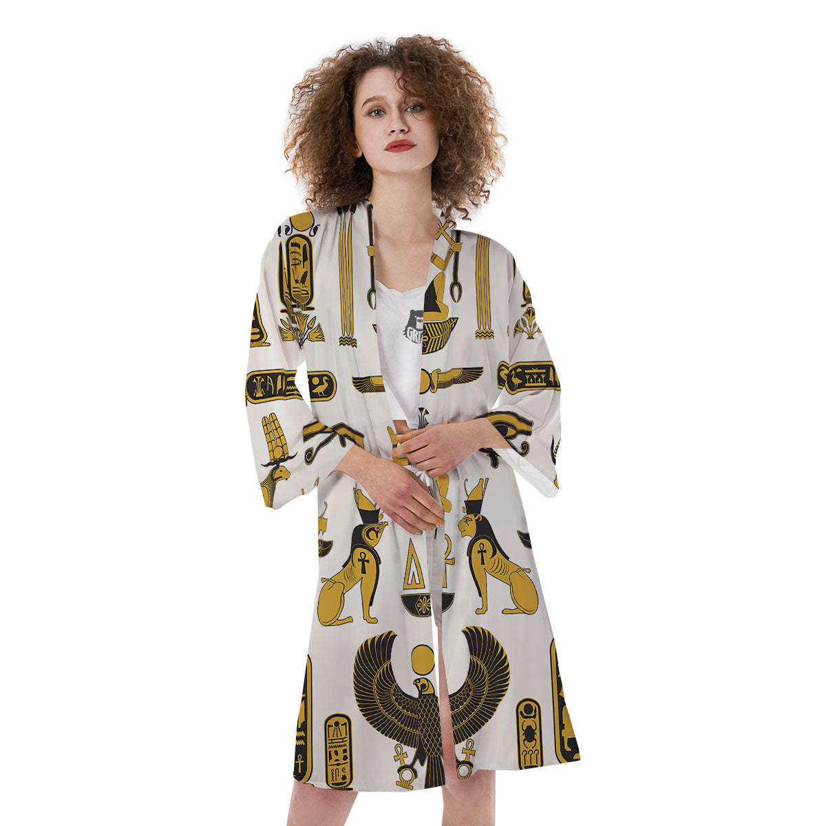 Pharaohs And Gods Egyptian Print Kimono-grizzshop