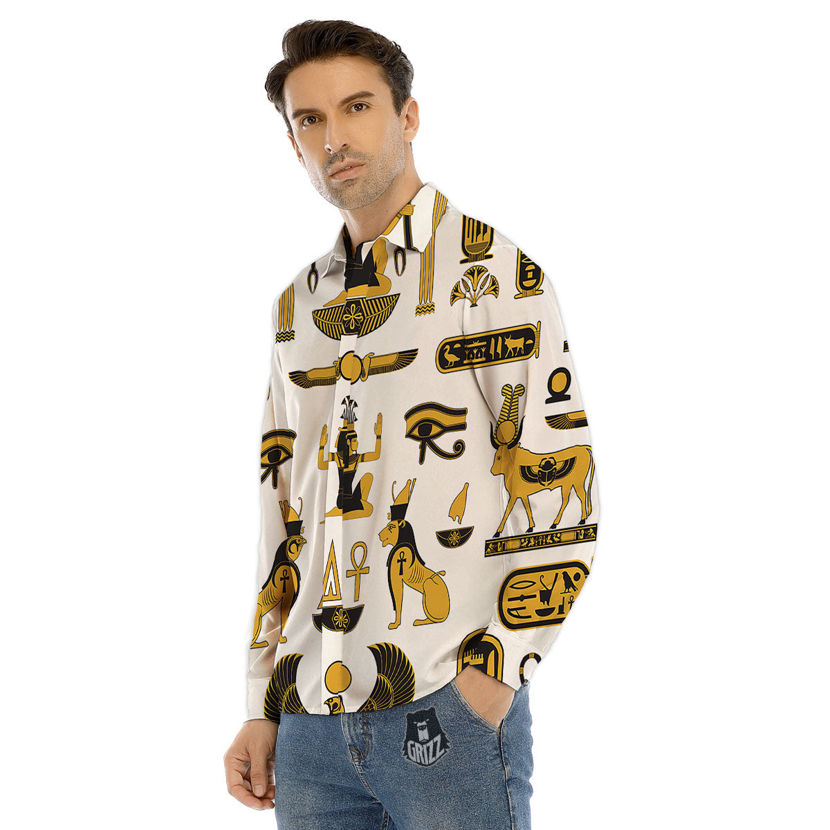 Pharaohs And Gods Egyptian Print Men's Dress Shirts-grizzshop