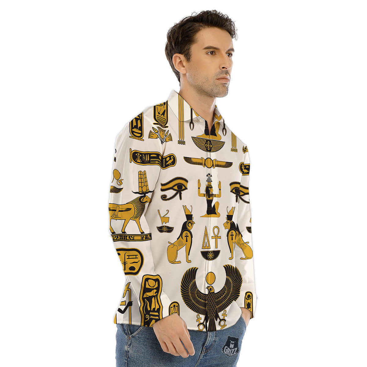 Pharaohs And Gods Egyptian Print Men's Dress Shirts-grizzshop