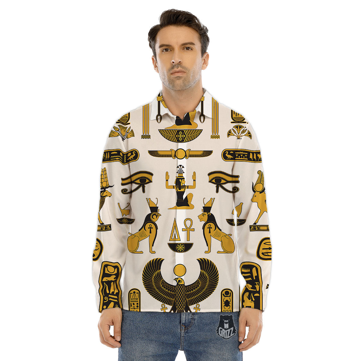 Pharaohs And Gods Egyptian Print Men's Dress Shirts-grizzshop