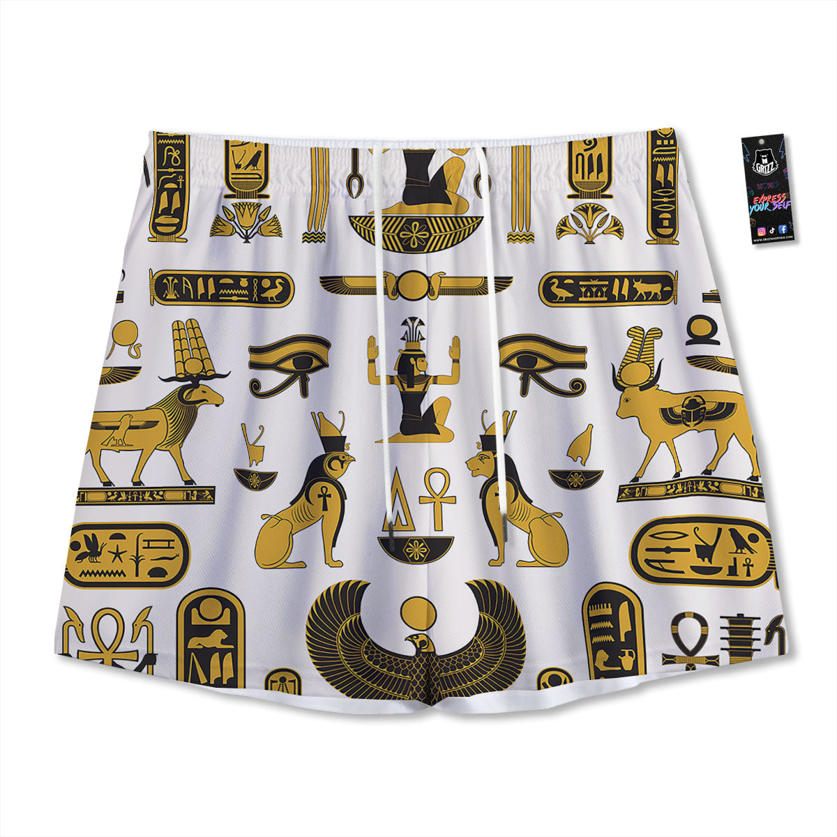 Pharaohs And Gods Egyptian Print Mesh Shorts