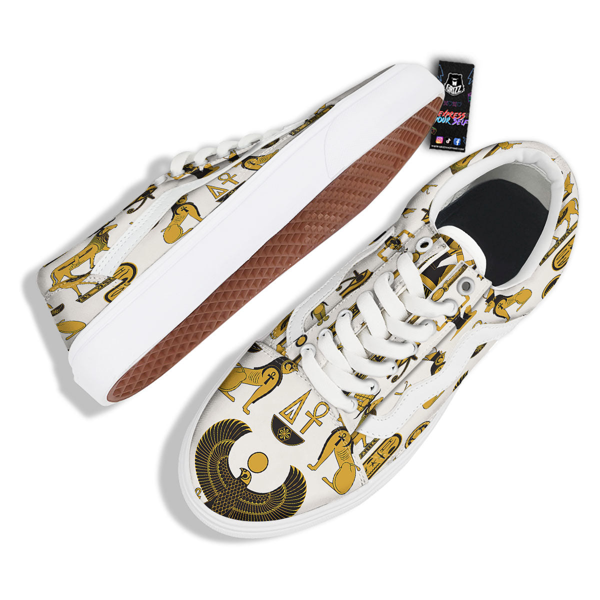 Pharaohs And Gods Egyptian Print Skate Shoes-grizzshop
