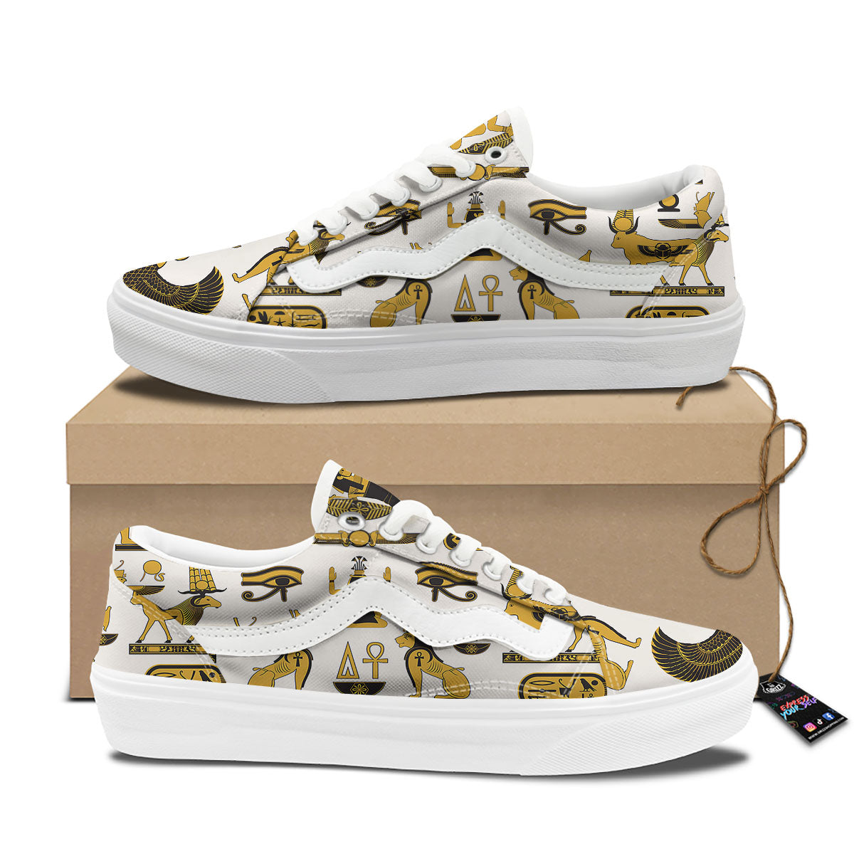 Pharaohs And Gods Egyptian Print Skate Shoes-grizzshop