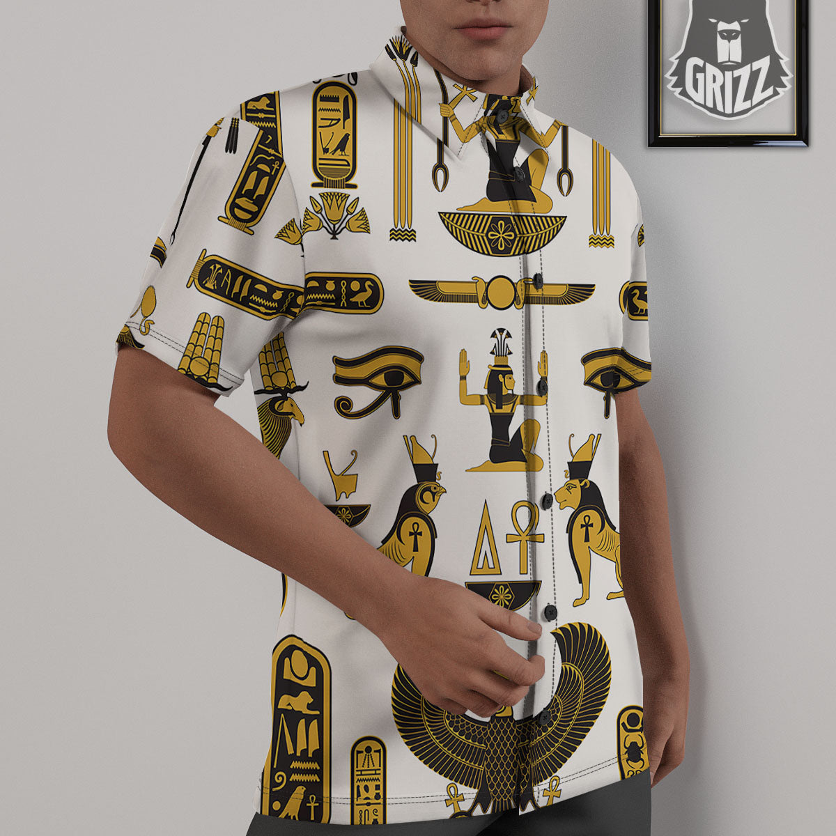 Pharaohs And Gods Egyptian Print Untucked Shirts-grizzshop