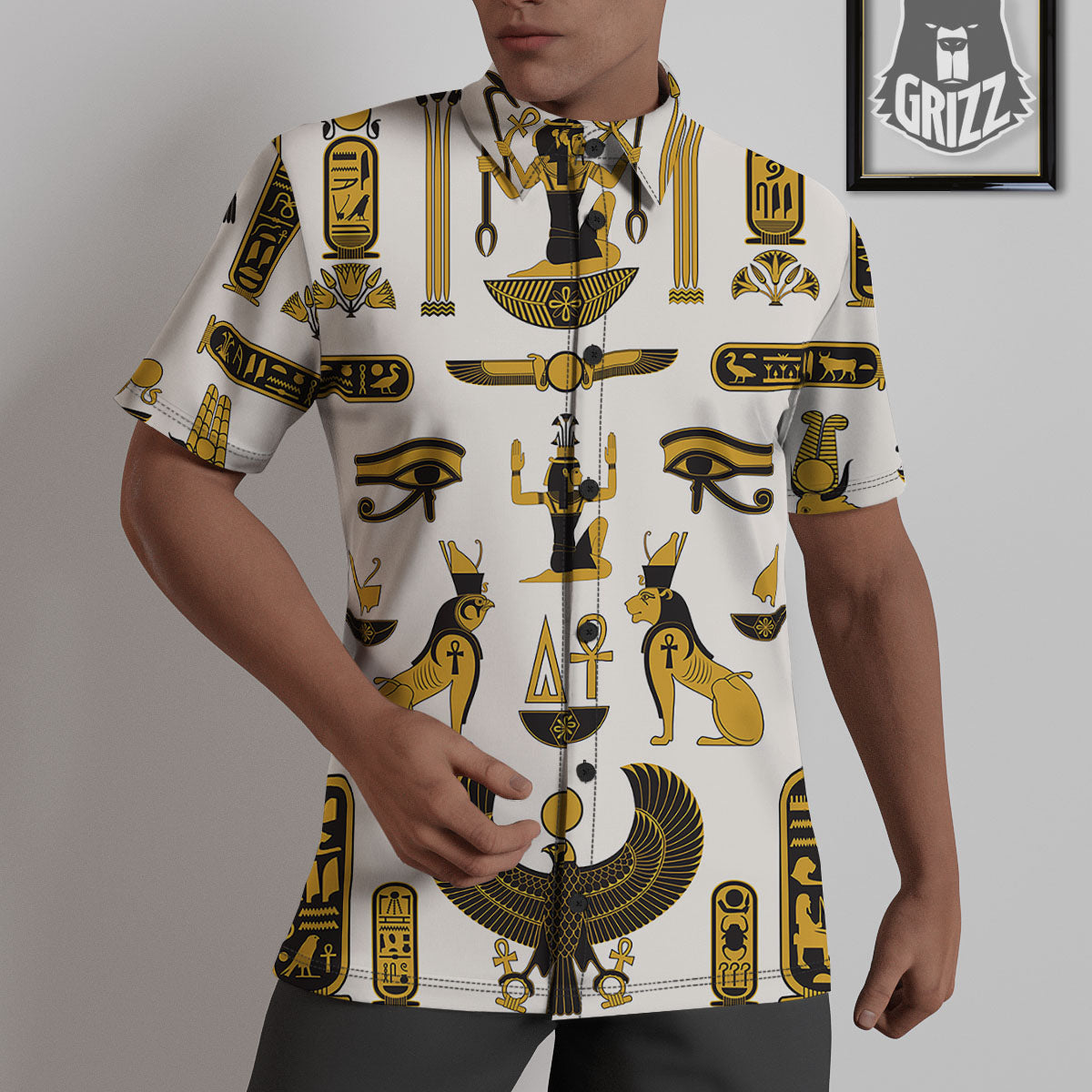 Pharaohs And Gods Egyptian Print Untucked Shirts-grizzshop