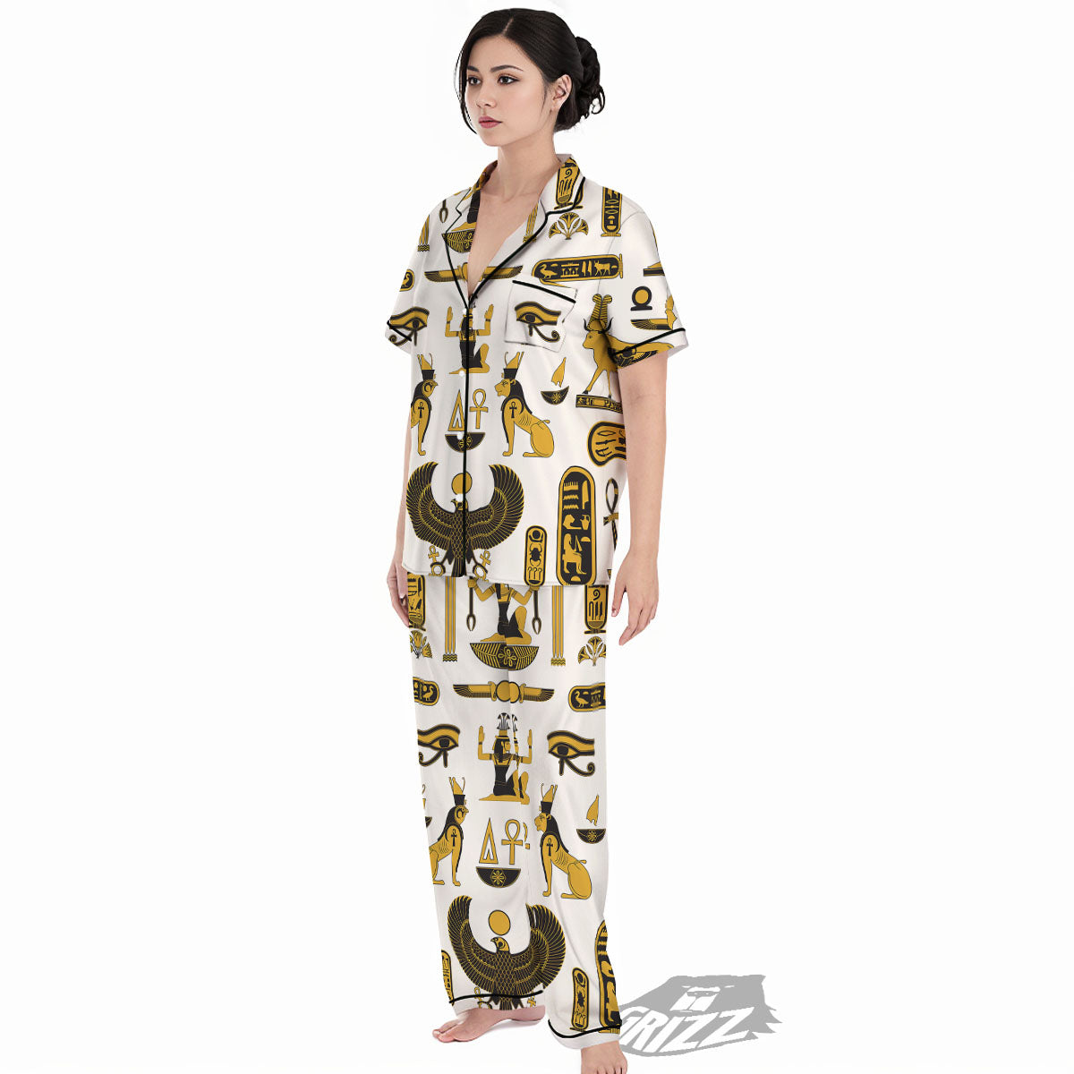 Pharaohs And Gods Egyptian Print Women's Pajamas Set-grizzshop