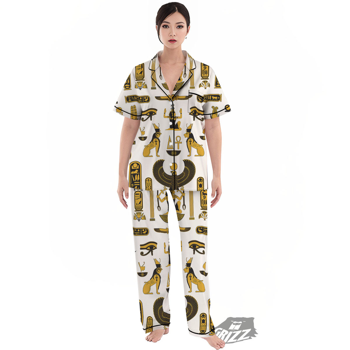 Pharaohs And Gods Egyptian Print Women's Pajamas Set-grizzshop