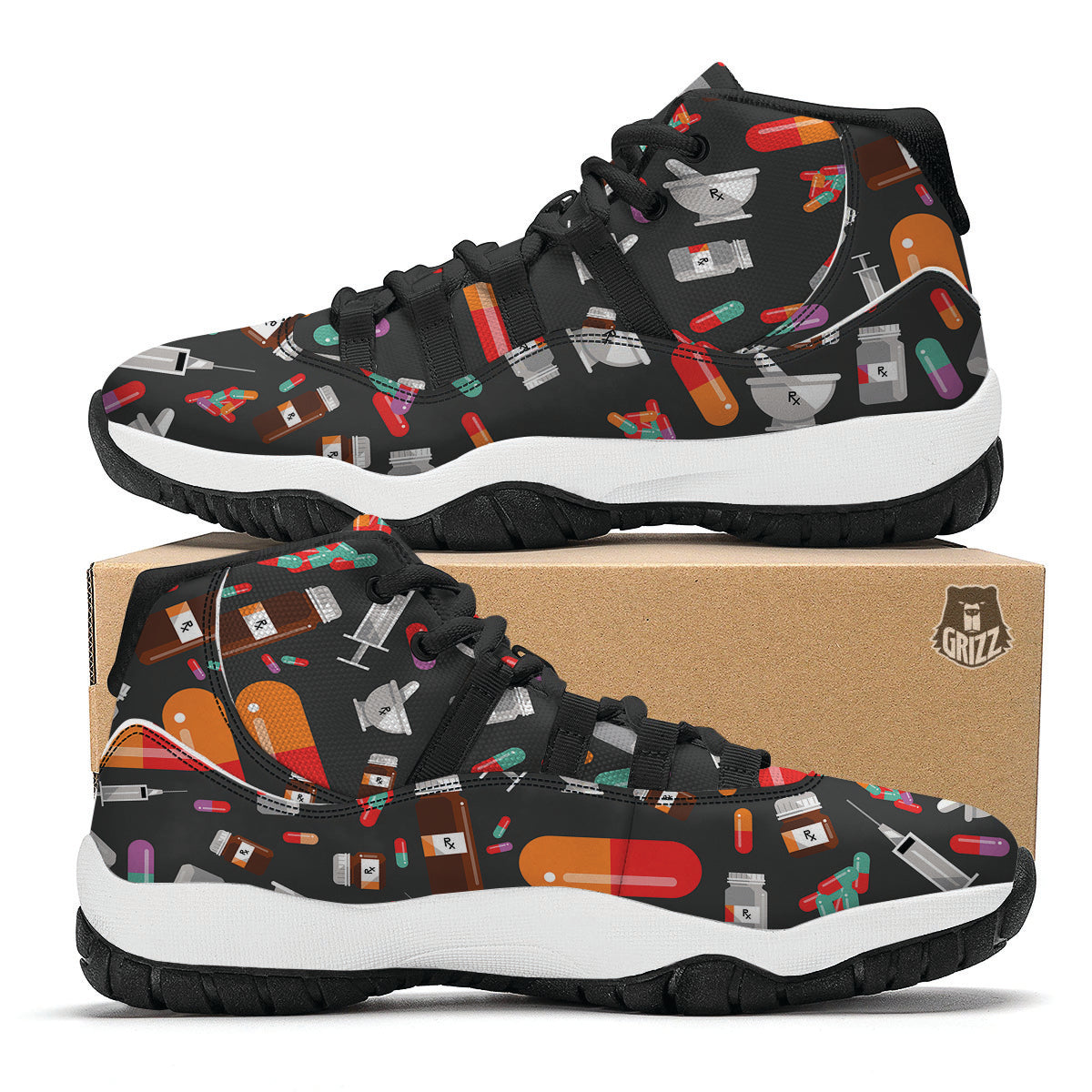 Pharmacist Pattern Black Bball Shoes-grizzshop