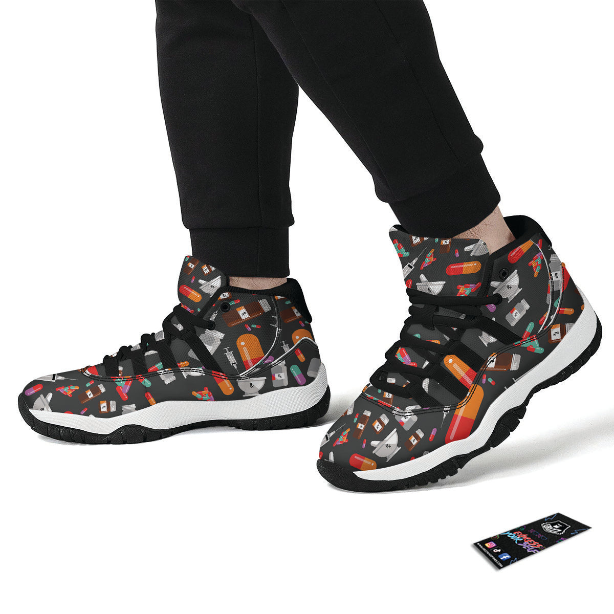 Pharmacist Pattern Black Bball Shoes-grizzshop