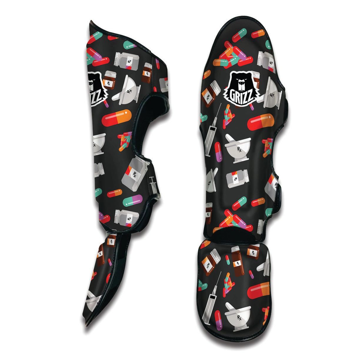 Pharmacist Pattern Muay Thai Shin Guards-grizzshop