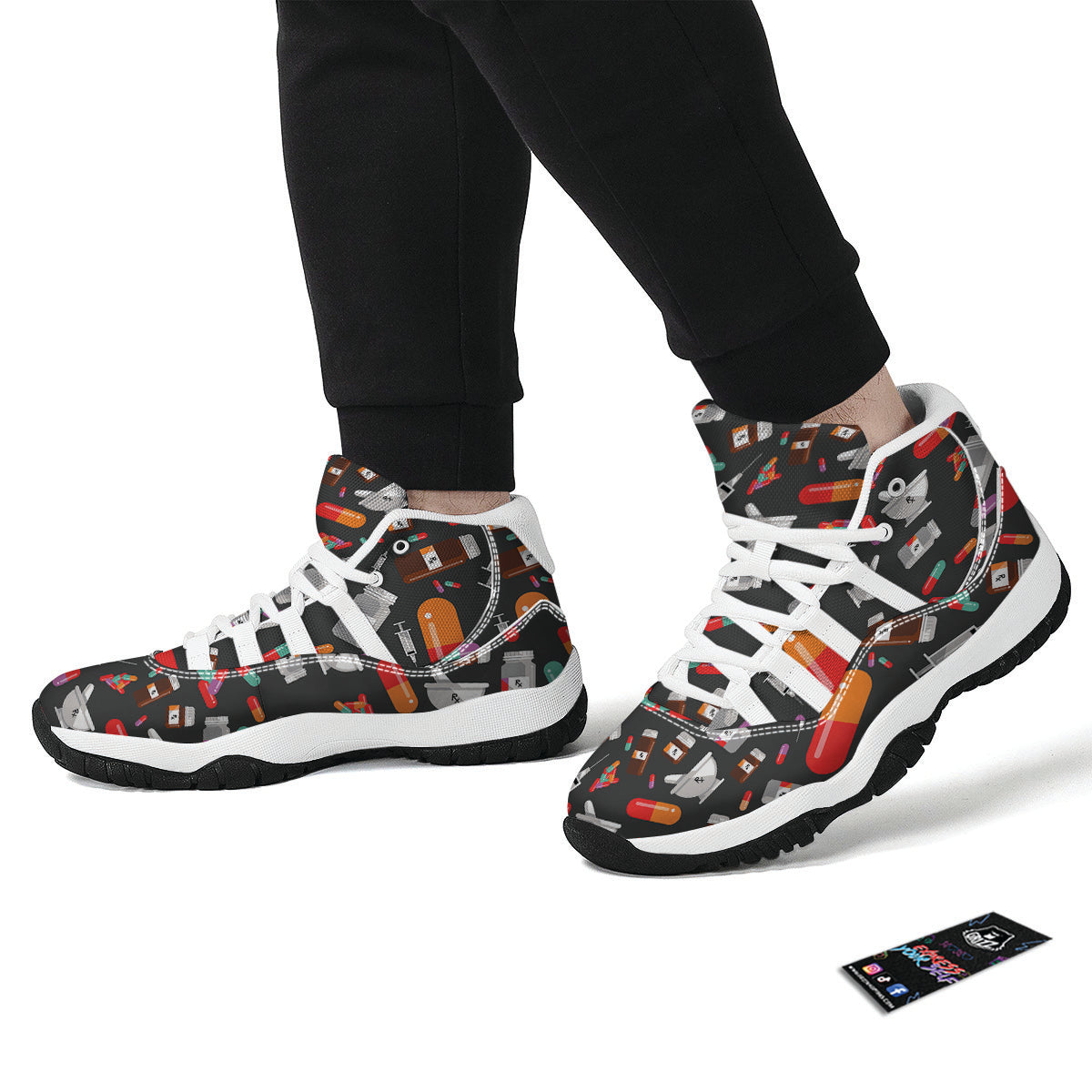 Pharmacist Pattern White Bball Shoes-grizzshop