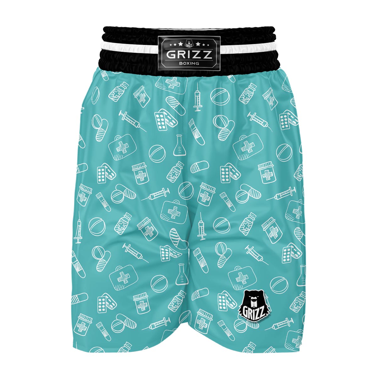 Pharmacy Pastel Pattern Print Boxing Shorts-grizzshop