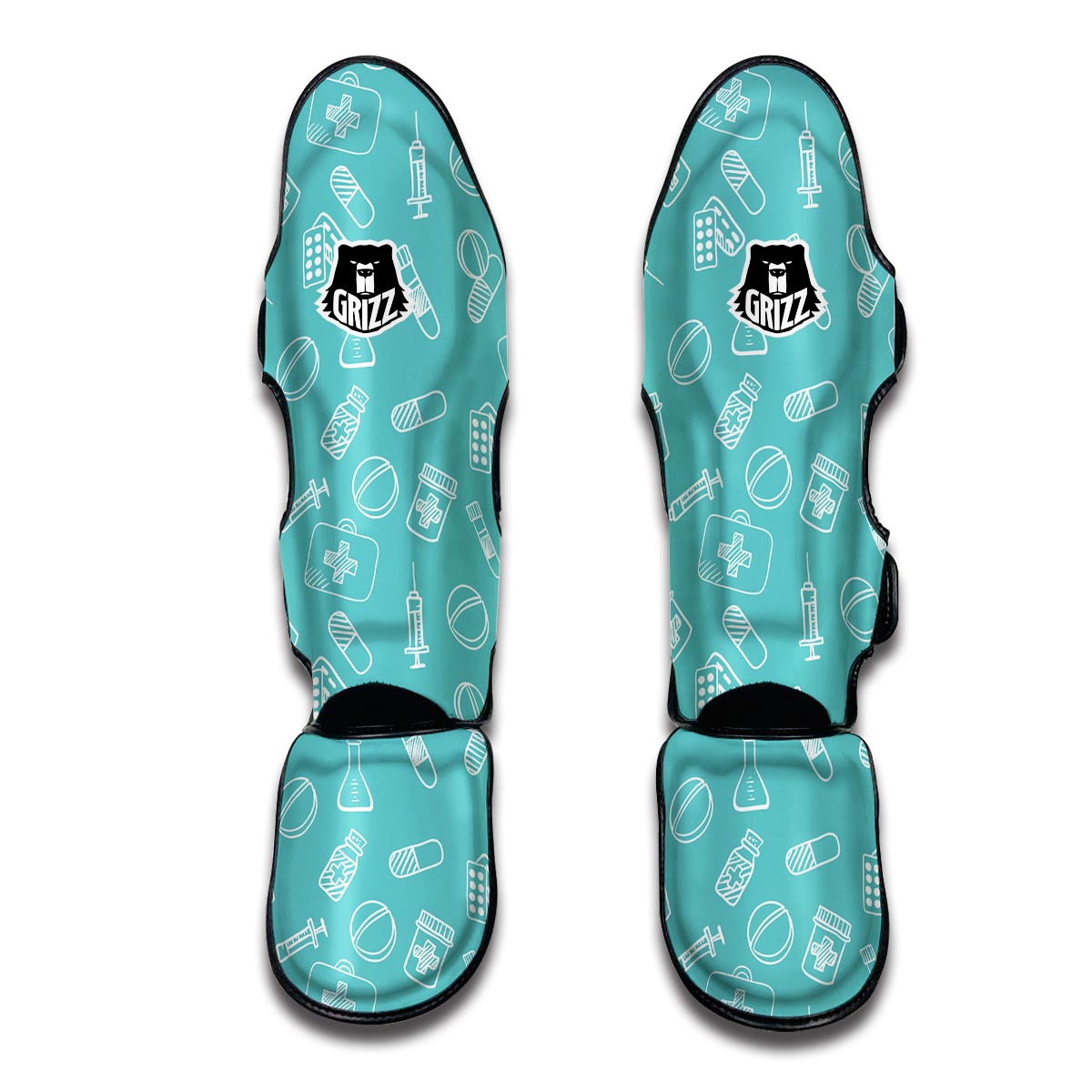 Pharmacy Pastel Pattern Print Muay Thai Shin Guards-grizzshop