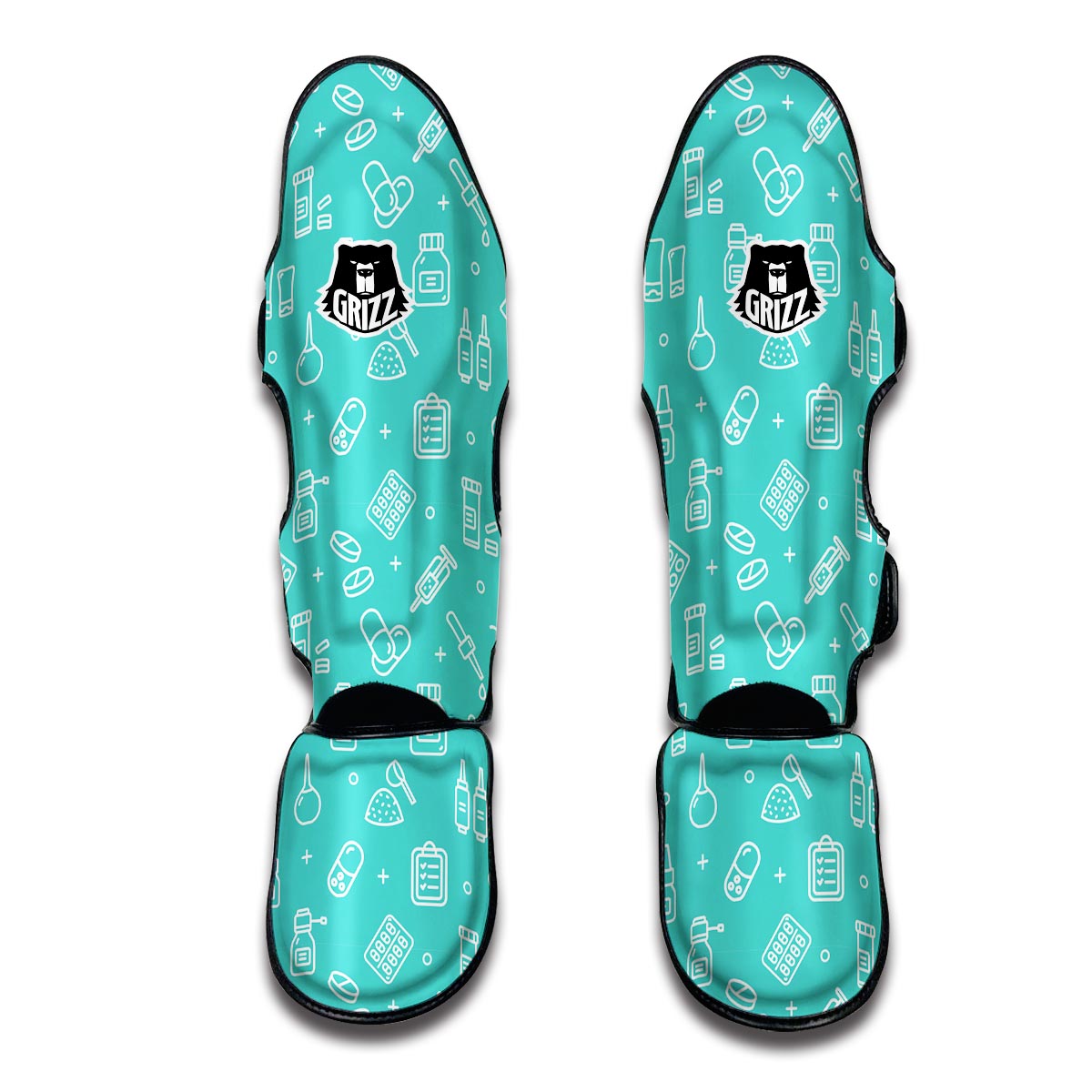 Pharmacy Pastel Print Pattern Muay Thai Shin Guards-grizzshop