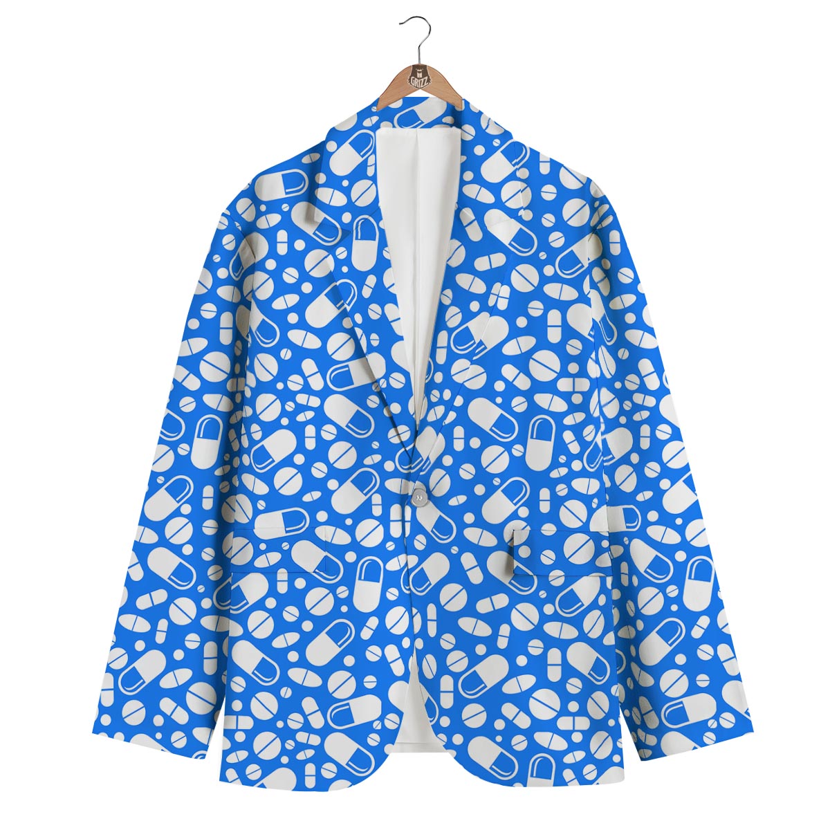 Pharmacy Pattern Print Men's Blazer-grizzshop