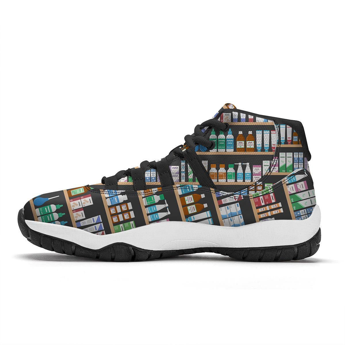 Pharmacy Print Pattern Black Bball Shoes-grizzshop