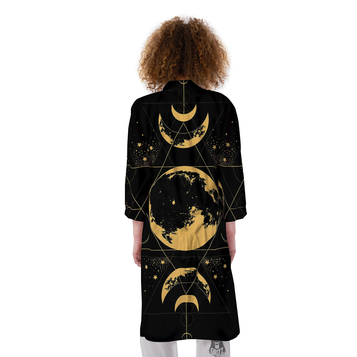 Phase Geometric Moon Print Kimono-grizzshop