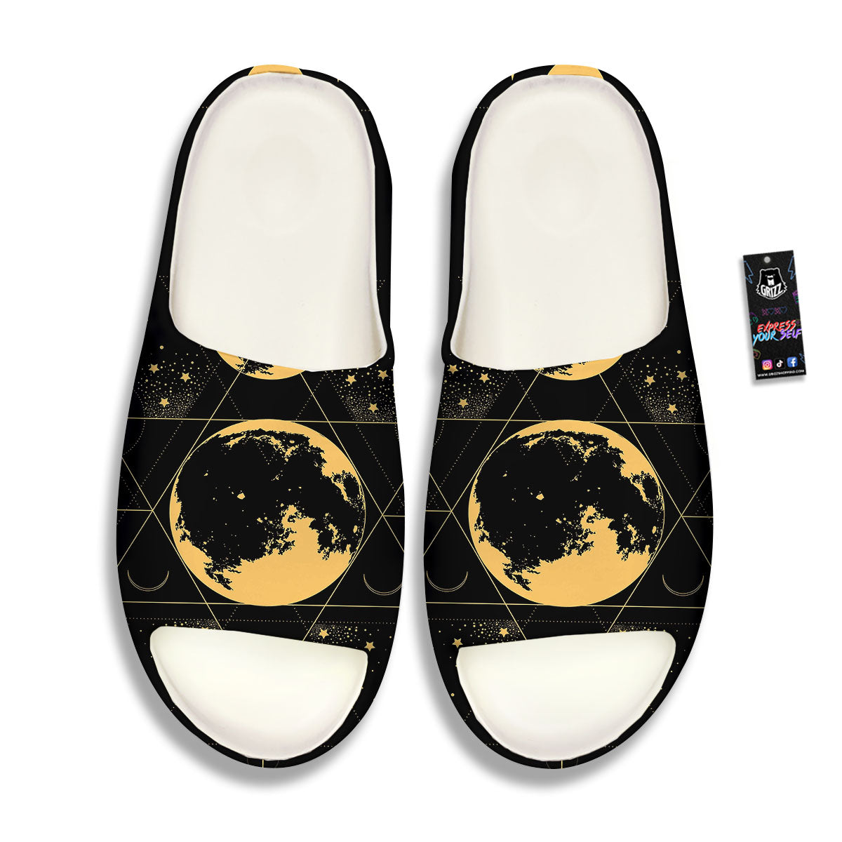 Phase Geometric Moon Print Sandals-grizzshop