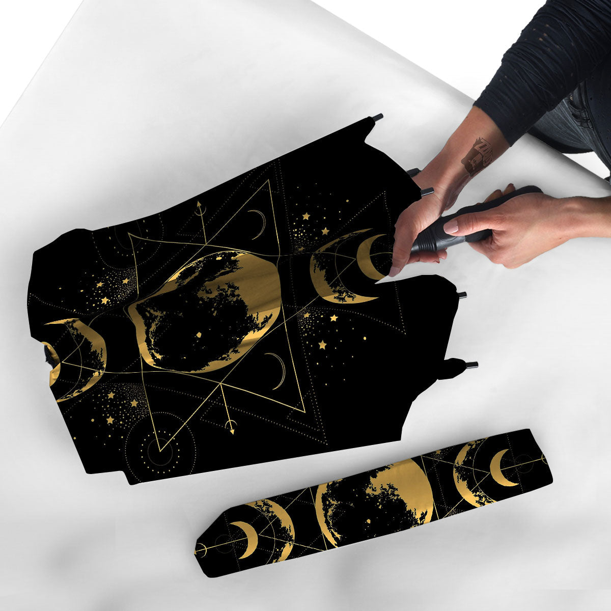 Phase Geometric Moon Print Umbrella-grizzshop