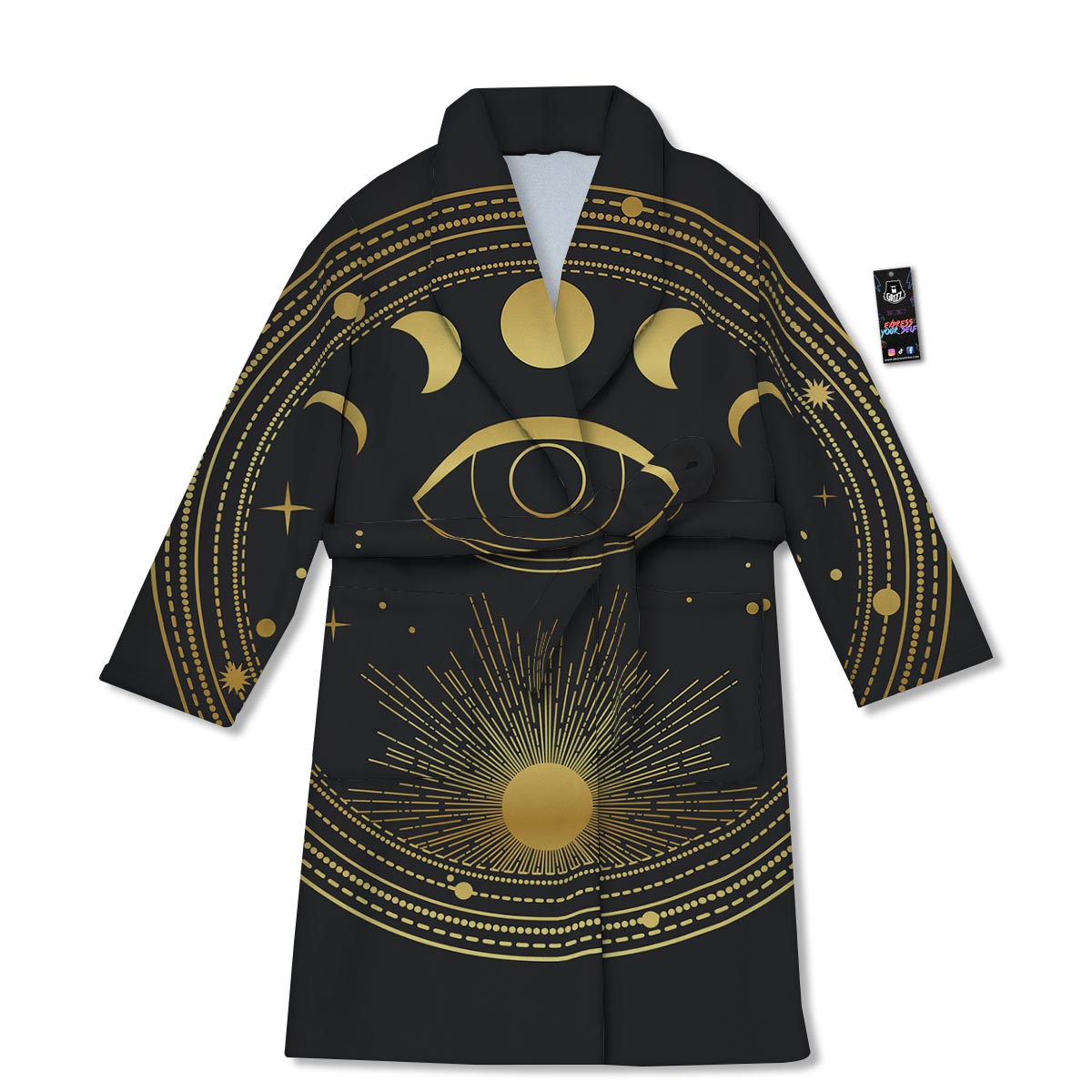 Phase Moon And Sun Print Bathrobe-grizzshop
