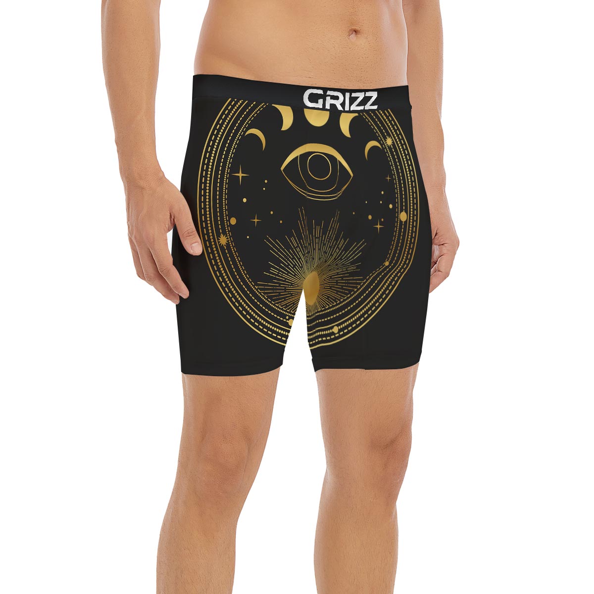 Phase Moon And Sun Print Boxer Briefs-grizzshop