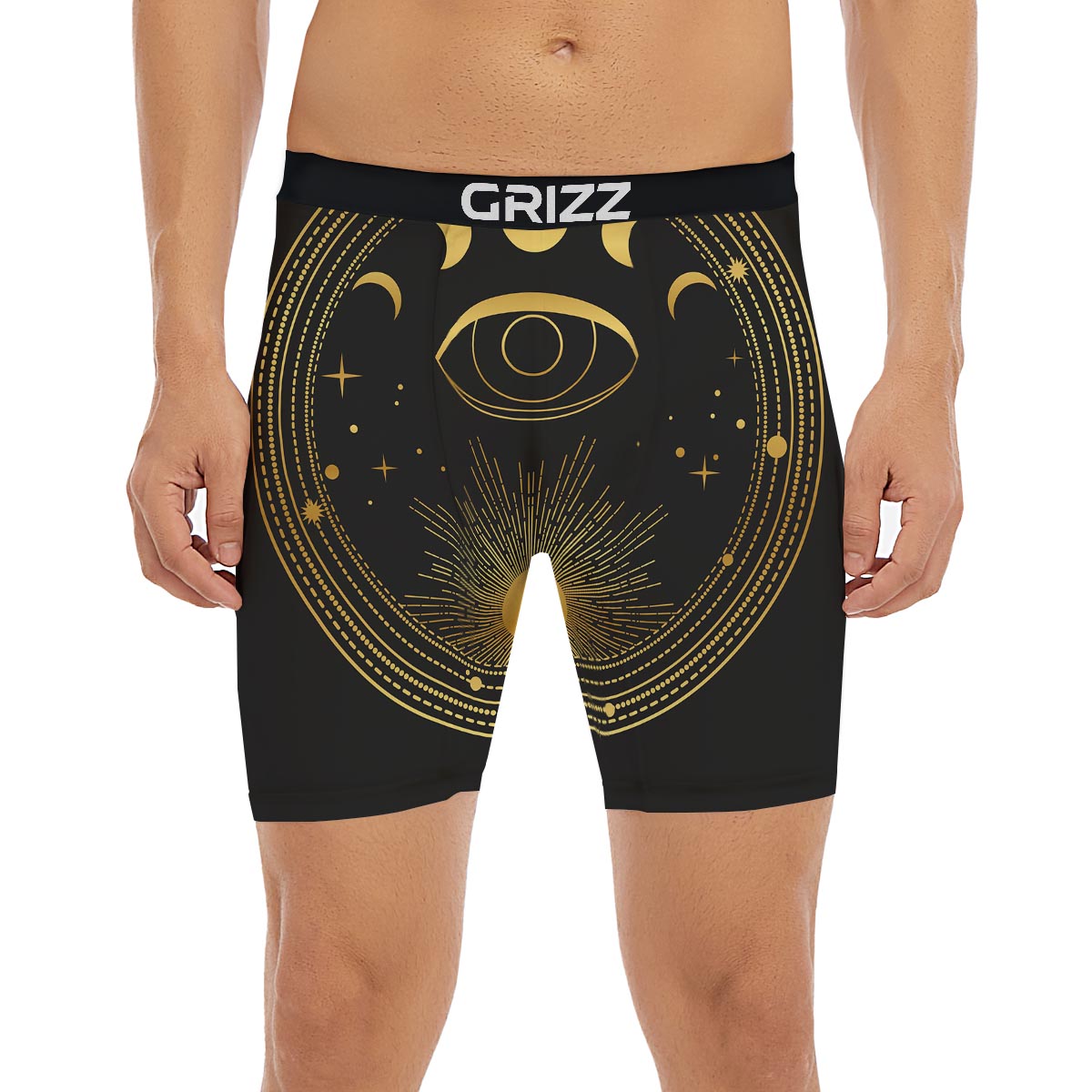 Phase Moon And Sun Print Boxer Briefs-grizzshop