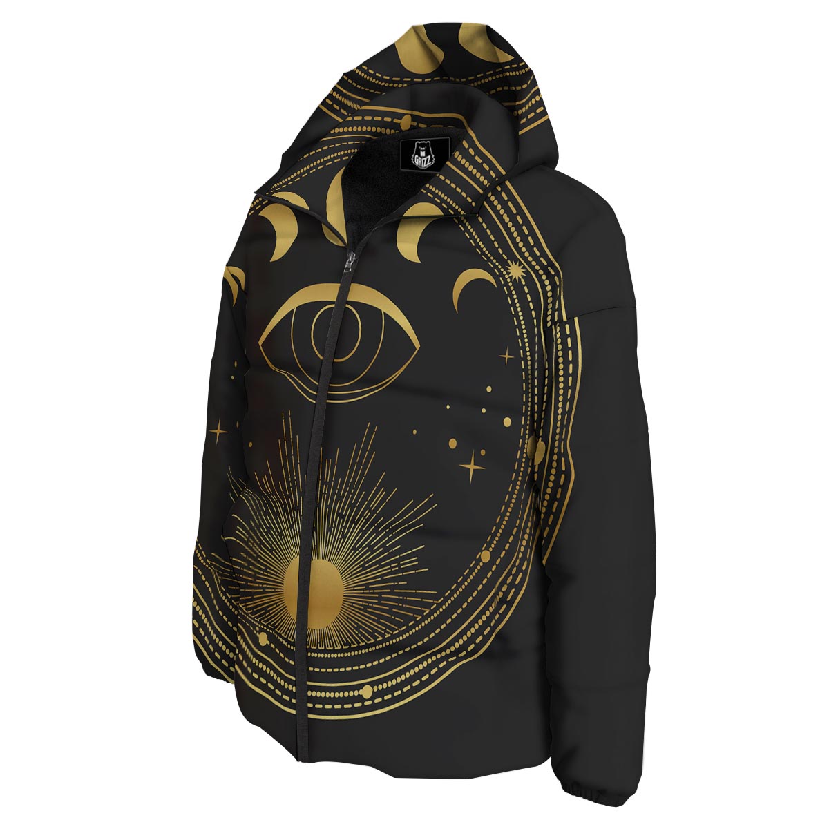 Phase Moon And Sun Print Down Jacket-grizzshop