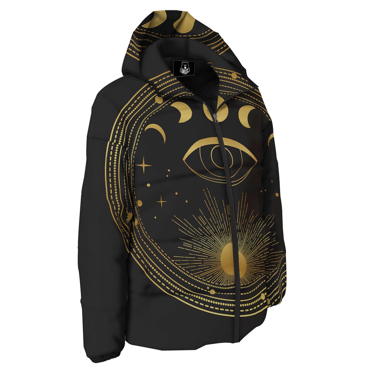 Phase Moon And Sun Print Down Jacket-grizzshop